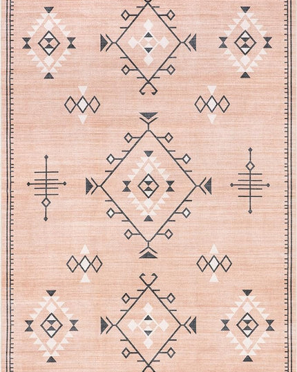 nuLOOM Evalyn Southwestern Machine Washable Ultra Thin Area Rug, 5' x 8', Pink - LeafyLoom