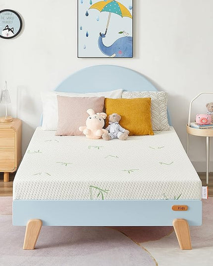 Twin Mattress, 5 Inch Memory Foam Mattress in a Box for Kids with Breathable Bamboo Cover, Medium Firm Gel Mattress for Bunk Bed, Trundle Bed, CertiPUR-US Certified - LeafyLoom