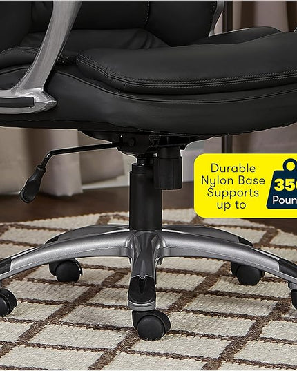 Serta Fairbanks Big and Tall High Back Executive Office Ergonomic Gaming Computer Chair with Layered Body Pillows, Contoured Lumbar Zone, Black - LeafyLoom