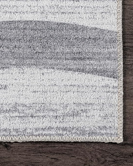 nuLOOM Kami Abstract Curves Machine Washable Ultra Thin Area Rug, 3' x 5', Light Grey - LeafyLoom