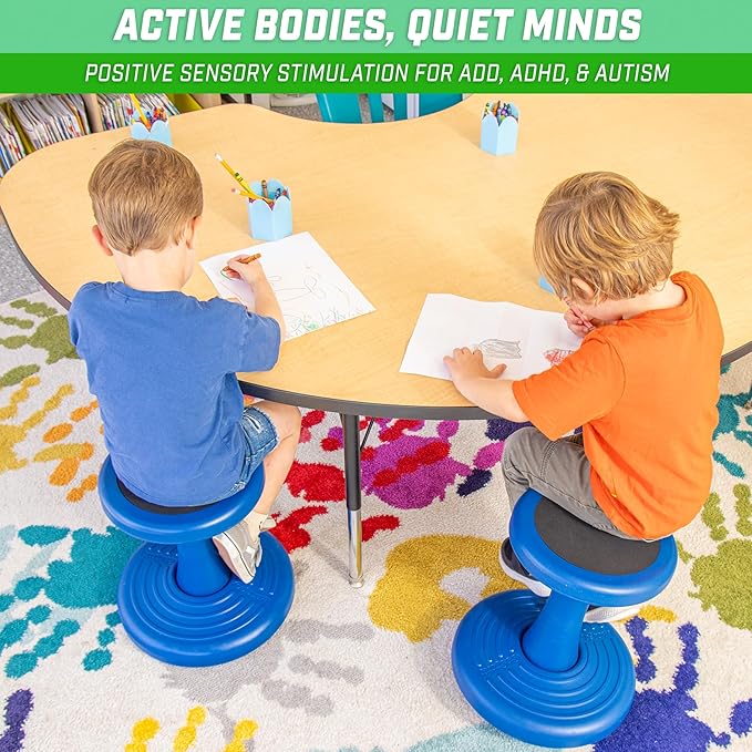 GoSports Wobble Chair - Sensory Stool for Active Kids - ADHD Chair for Classrooms or Home - 14 or 18 Inch Stool - LeafyLoom