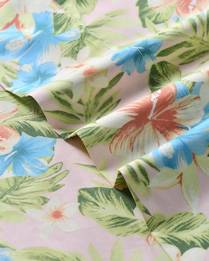 Elegant Comfort Softest and Coziest 6-Piece Sheet Set - 1500 Premium Hotel Quality Microfiber - Deep Pocket, Wrinkle Resistant 6-Piece Floral Magnolia Pattern Bed Sheet Set, King, Magnolia - LeafyLoom