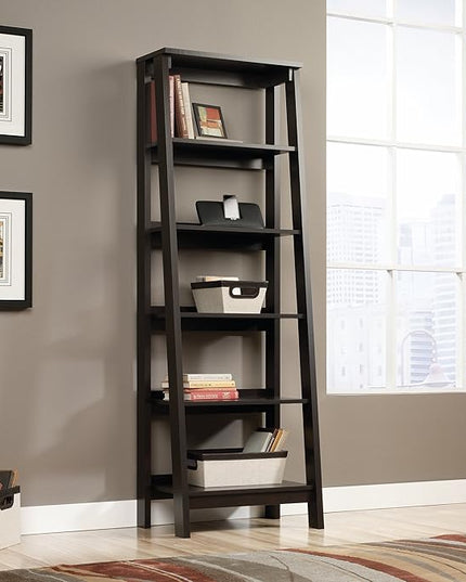 Sauder Trestle 5 Bookcase/Book Shelf, L: 23.54" x W: 16.61" x H: 71.14", Jamocha Wood finish - LeafyLoom
