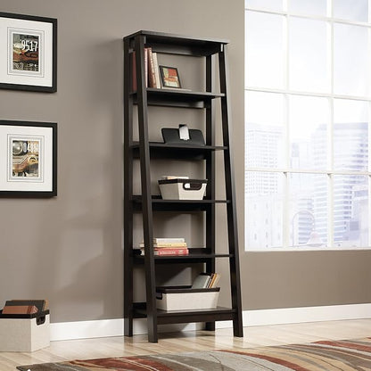 Sauder Trestle 5 Bookcase/Book Shelf, L: 23.54" x W: 16.61" x H: 71.14", Jamocha Wood finish - LeafyLoom