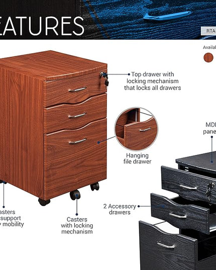 Techni Mobili Rolling Storage and File Cabinet, Espresso - LeafyLoom