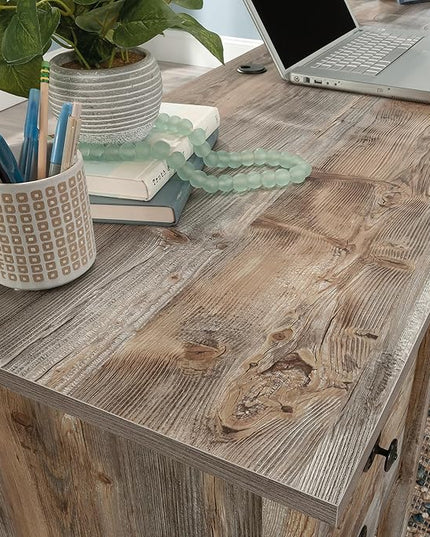 Sauder Cottage Road L-Desk, L: 65.12" x W: 58.66" x H: 29.76", Rustic Cedar finish - LeafyLoom