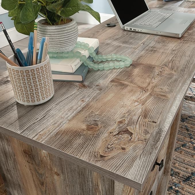 Sauder Cottage Road L-Desk, L: 65.12" x W: 58.66" x H: 29.76", Rustic Cedar finish - LeafyLoom