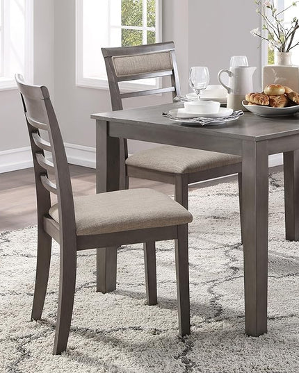 NicBex Small Kitchen Table Set for 4 Modern Dining Table 5Pc Dining Set Table and 4 Side Chairs Sets with Fabric Upholstery, Wooden Furniture Kitchen Dining Set, Gray - LeafyLoom