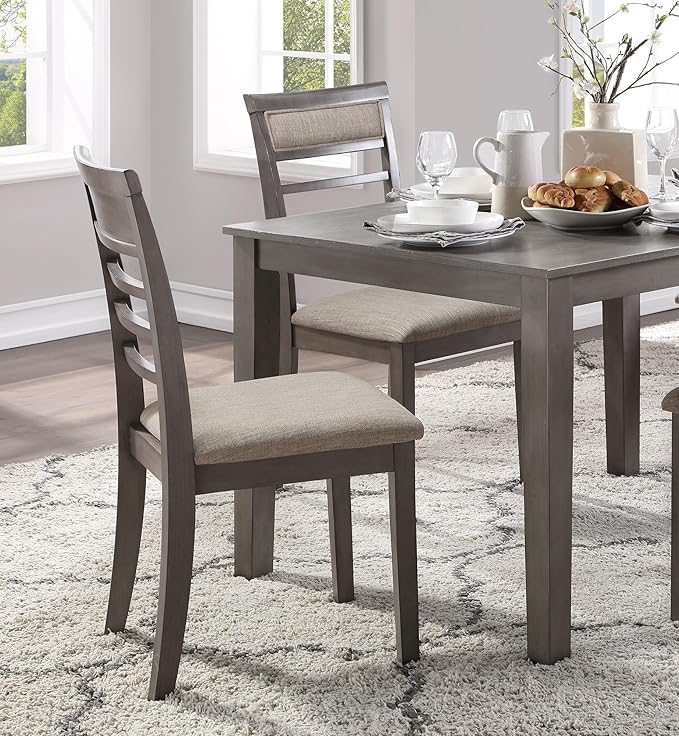 NicBex Small Kitchen Table Set for 4 Modern Dining Table 5Pc Dining Set Table and 4 Side Chairs Sets with Fabric Upholstery, Wooden Furniture Kitchen Dining Set, Gray - LeafyLoom