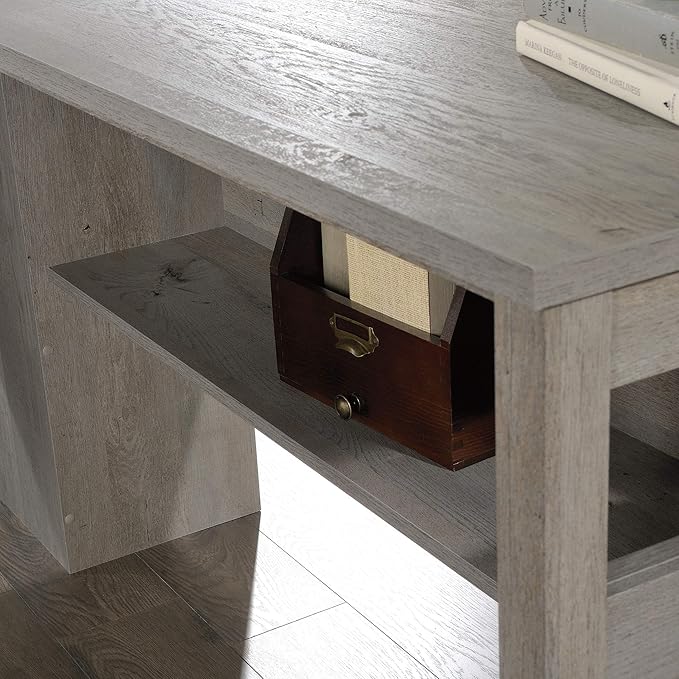 Sauder Cannery Bridge L-Desk, L: 59.06" x W: 59.06" x H: 30.04", Mystic Oak finish - LeafyLoom