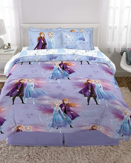 Disney Frozen 2 Kids Bedding Super Soft Comforter and Sheet Set with Sham, 7 Piece Full Size, "Official" Disney Product By Franco - LeafyLoom