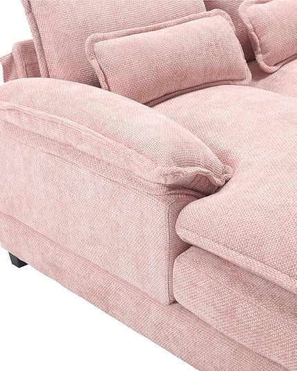 6 Seater Overstuffed Modular Sectional Sofa Cloud Couch with Double Chaise Lounge, U Shaped Chenille Upholstered Leisure Sofa&Couches with Memory Foam and Waist Pillows for Living Room Office - LeafyLoom