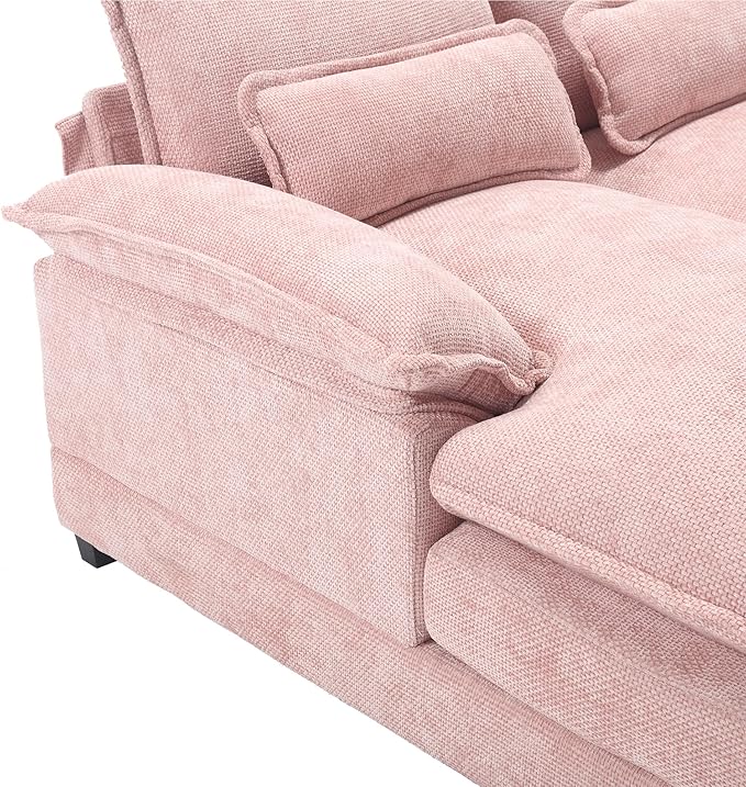 6 Seater Overstuffed Modular Sectional Sofa Cloud Couch with Double Chaise Lounge, U Shaped Chenille Upholstered Leisure Sofa&Couches with Memory Foam and Waist Pillows for Living Room Office - LeafyLoom