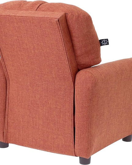 THE CREW FURNITURE Traditional Kids Recliner, Toddler Ages 1-5 Years, Home Décor Polyester Linen, Retro Orange - LeafyLoom