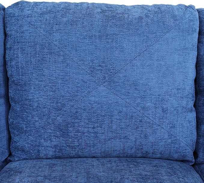 L-Shaped Sectional Couches with 66.5'' Chaise Lounge & Storage Ottoman Modular Room Sofas for Home Office Apartment, Large Living Furniture, 97'' Left Hand Facing, Blue Linen - LeafyLoom