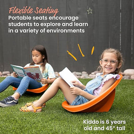 ECR4Kids Leaf Floor Seat, Rocker Chair, Orange, 6-Piece - LeafyLoom