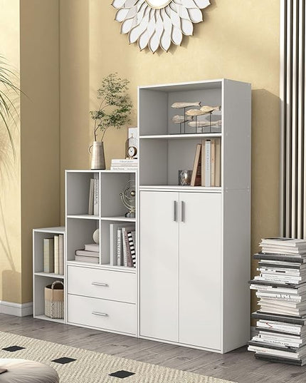 Apexa 2-Tier Cube Storage Organizer Shelves, Stackable Wood Bookcase Fits Cubby Bins for Organization, Dorm Teen Room Decor & Home Office, White - LeafyLoom