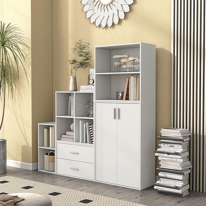 Apexa 2-Tier Cube Storage Organizer Shelves, Stackable Wood Bookcase Fits Cubby Bins for Organization, Dorm Teen Room Decor & Home Office, White - LeafyLoom