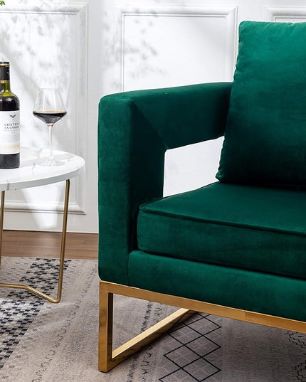 Roundhill Furniture Lenola Upholstered Accent Arm Chair, Green 27.5D x 29.75W x 34.5H in - LeafyLoom