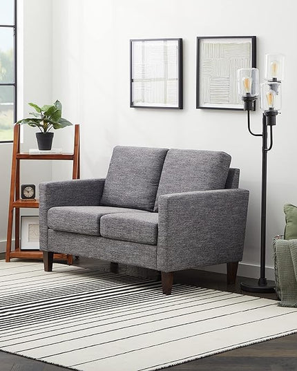 Edenbrook Archer Upholstered Loveseat - Charcoal Upholstered Loveseat - Living Room Furniture - Small Loveseat - Mid Century Modern Loveseat - Seats Two - LeafyLoom