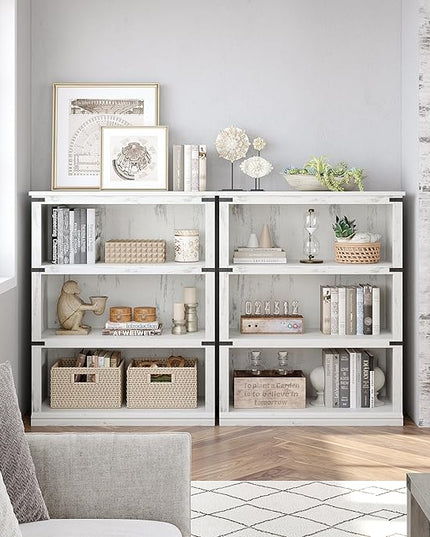 GAOMON 3 Tier Bookcase, Farmhouse Book shelf with Storage Open Display Bookshelves, 40" Low Book Case Wooden 3 Shelf Bookcase Home Decor Furniture for Home Office, Living Room, Bed Room - White - LeafyLoom
