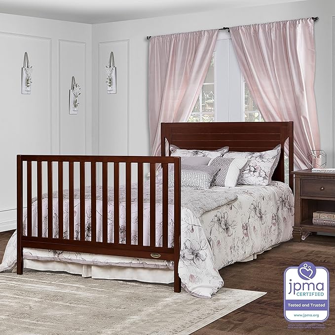 Cape Cod 5-in-1 Convertible Crib in Espresso, Greenguard Gold Certified, 55x30x44.5 Inch (Pack of 1) - LeafyLoom