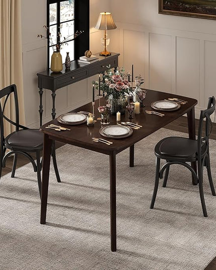 KKL Malaysian Oak Dining Table, 47" Kitchen Table for 2, Mid Century Modern Wood Dining Table, Easy Assembly, Coffee - LeafyLoom