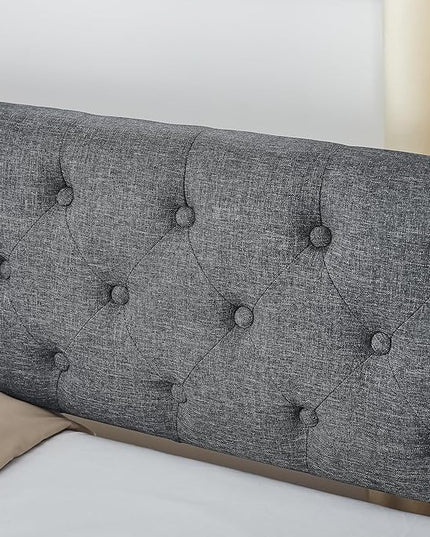 Twin Size Upholstery modern Daybed, Trundle Bed and Two Storage Drawers,pull out Button Tufted Sofa Armrest side with pocket,for Bedroom Living Room,Linen Dark Grey - LeafyLoom