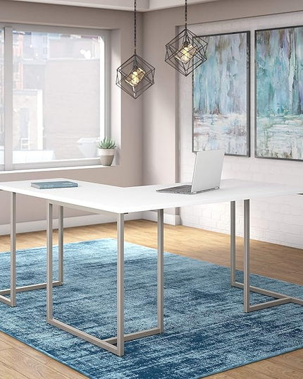 Bush Business Furniture Office by Kathy Ireland Method L Shaped Desk with 30W Return, 60W, White - LeafyLoom