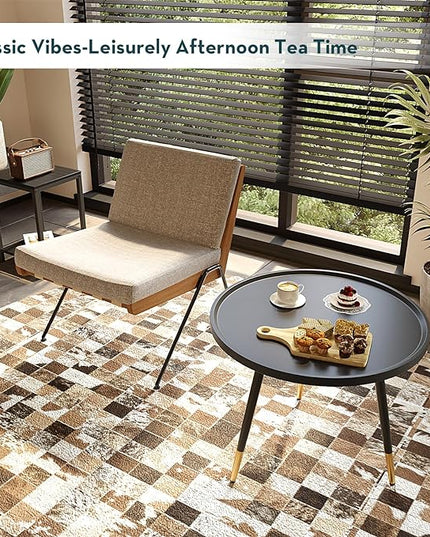SAYGOER Black Coffee Table Round Small Coffee Tables Unique Modern Center Table for Living Room Home Office Balcony Simple Circle Accent Sofa Table Easy Assembly, Black - LeafyLoom