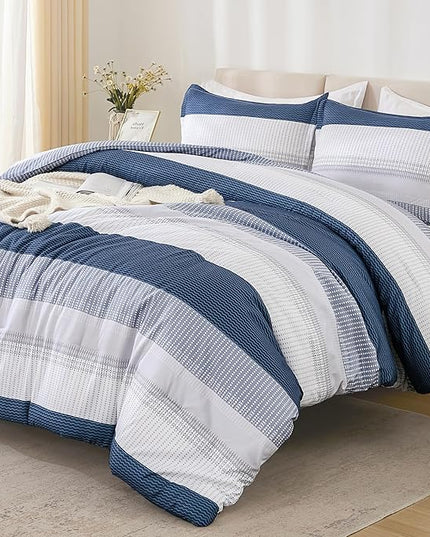 Litanika King Comforter Set Mineral Blue - 3 Pieces Lightweight Fluffy Bedding Comforter Sets, All Season Down Alternative Comforter (1 Comforter, 2 Pillowcases) - LeafyLoom