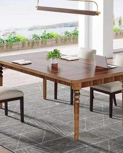 Executive Desk, 62-Inch Large Computer Office Desk with Solid Wood Legs, Modern Simple Laptop Desk Study Writing Table Business Furniture for Home Office - LeafyLoom