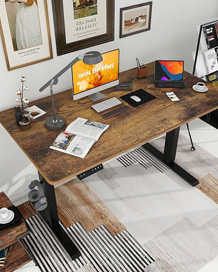 63 x 24 Inches Standing Desk Adjustable Height with Splice Board- Stand Up Desk, Electric Standing Desk, Sit to Stand Desk for Home & Office Computer Desk - LeafyLoom