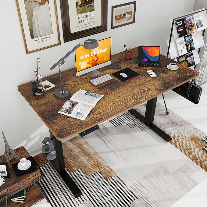 63 x 24 Inches Standing Desk Adjustable Height with Splice Board- Stand Up Desk, Electric Standing Desk, Sit to Stand Desk for Home & Office Computer Desk - LeafyLoom