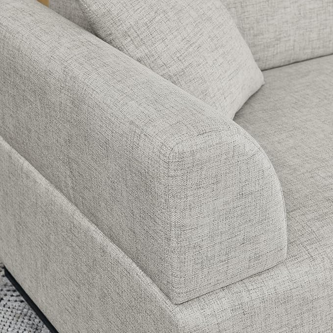 Morden Linen Upholstered 3 Seat Sofa Couch with Two End Tables and 2 Pillows, Free Transformation Removable Back and Armrests for Living Room, 86.25", Beige-395 - LeafyLoom