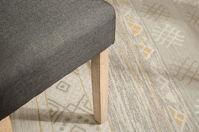 Roundhill Furniture Habit Solid Wood Tufted Parsons Charcoal Dining Chair, Set of 2 - LeafyLoom