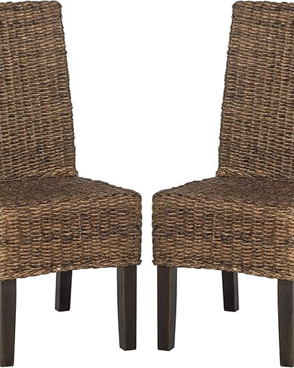 Safavieh Home Collection Avita Brown Wicker 18-inch Dining Chair (Set of 2) - LeafyLoom