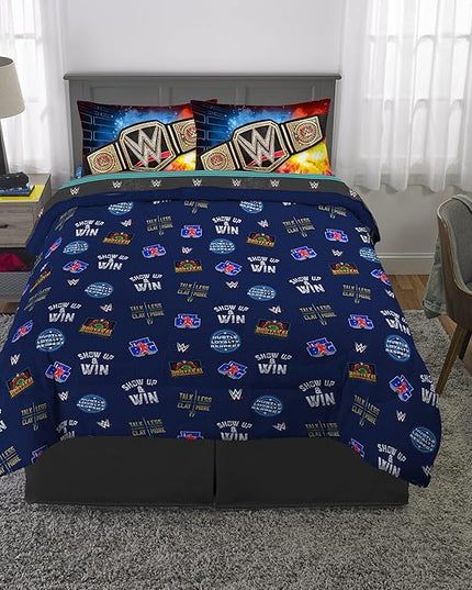Franco Kids Bedding Super Soft Comforter and Sheet Set, 5 Piece Full Size, WWE - LeafyLoom