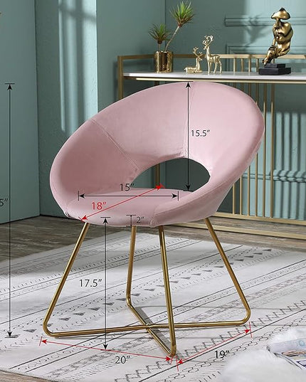 Roundhill Furniture Slatina Silky Velvet Upholstered Accent Chair with Gold Tone Finished Base, 25D x 28W x 31.5H in, Pink - LeafyLoom