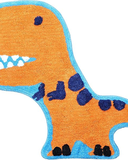 Hand Tufted Dinosaur Bedroom or Bathroom Rug - 30x20 in; 100% Cotton Kids Bathroom Mat; Decorative Kids Area Rug - LeafyLoom