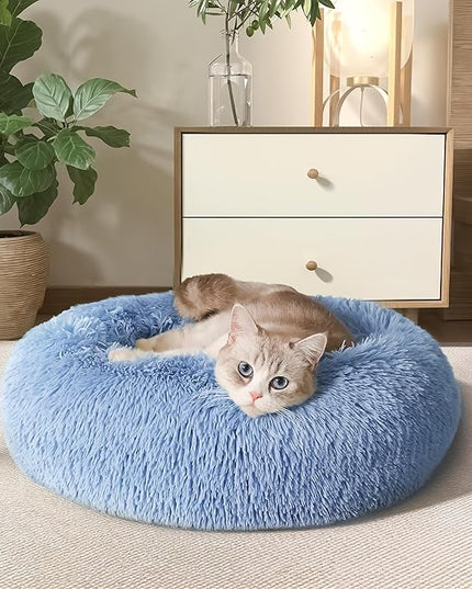 WESTERN HOME WH Calming Dog Bed & Cat Bed, Anti-Anxiety Donut Dog Cuddler Bed, Warming Cozy Soft Dog Round Bed, Dog Cat Cushion Bed for Small Medium Dogs and Cats WESTERNHOME