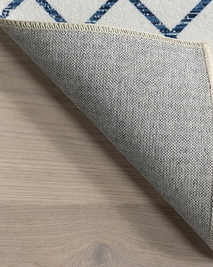 nuLOOM Moroccan Blythe Machine Washable Ultra Thin Area Rug, 8' x 10', Blue - LeafyLoom