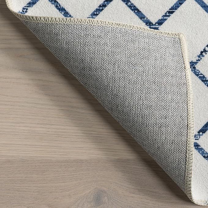 nuLOOM Moroccan Blythe Machine Washable Ultra Thin Area Rug, 8' x 10', Blue - LeafyLoom