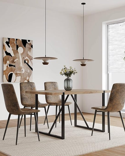 NicBex Dining Chairs Set of 4 Modern Upholstered Linen Dining Room Kitchen Chairs with Black Metal Legs,Side Chairs for Dining Room, Kitchen,Living Room, and Restaurants,Brown - LeafyLoom