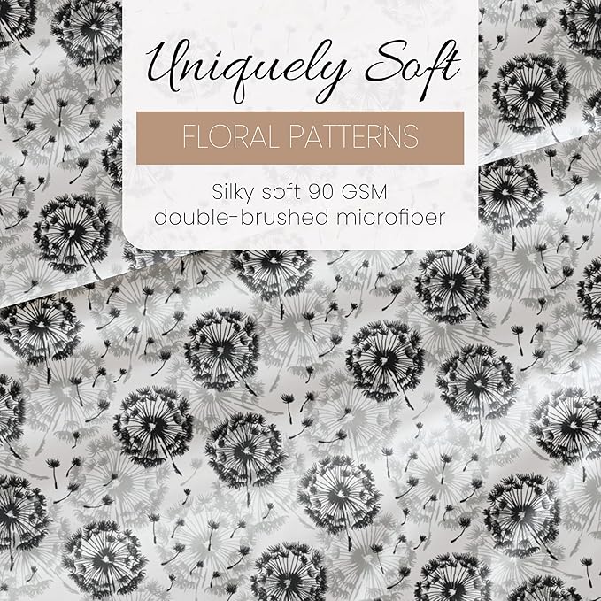 Linen Market 4 Piece California King Bedding Sheet Set (Gray Floral) - Sleep Better Than Ever with These Ultra-Soft & Cooling Bed Sheets for Your Cal King Size Bed - Deep Pocket Fits 16" Mattress - LeafyLoom