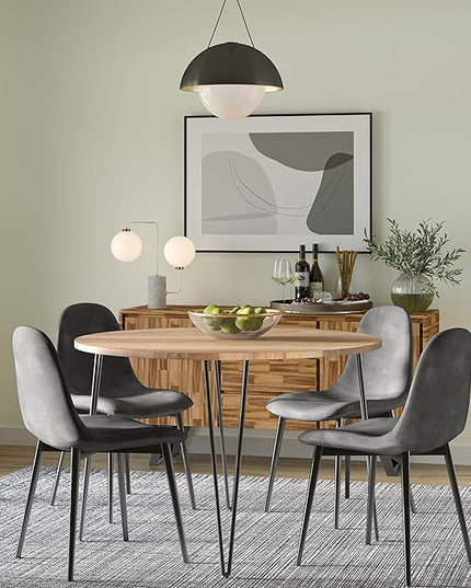 SIMPLIHOME Hunter SOLID MANGO WOOD and Iron 45 Inch Round Industrial Dining Table in Natural, For the Dining Room - LeafyLoom