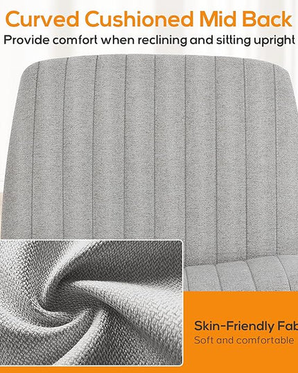 Criss Cross Chair, Cross Legged Office Chair, Wide Comfty Desk Chair, No Wheels Armless Computer Task Chair, Swivel Vanity Home Chair, Height Adjustable - LeafyLoom