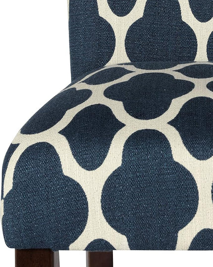 HomePop Parsons Classic Upholstered Accent Dining Chair, Set of 2, Navy and Cream Geometric - LeafyLoom