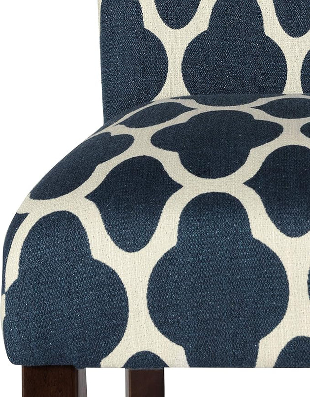 HomePop Parsons Classic Upholstered Accent Dining Chair, Set of 2, Navy and Cream Geometric - LeafyLoom