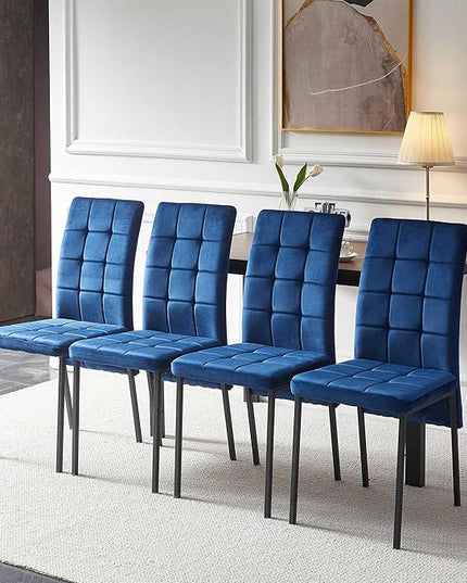 NicBex Dining Table Set for 4 Kitchen Table Set 5-Piece Dining Set Including Velvet High Back Nordic Dining Chair & Creative Design MDF Dining Table for Kitchen, Dining Room, Blue - LeafyLoom